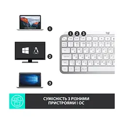 Клавіатура Logitech MX Keys Mini Wireless Illuminated UA Pale Grey (920-010499) - мініатюра 8