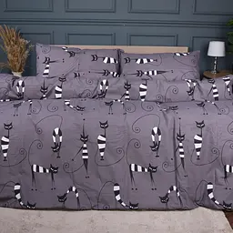 Простирадло MirSon Ranforce Elite Night cats 220x240 см (2200011152257) - мініатюра 2