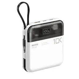 Павербанк Remax RPP-602 10000 мАч до 22.5 Вт USB-A USB-C Lightning PD QC С кабелем Білий (1994)