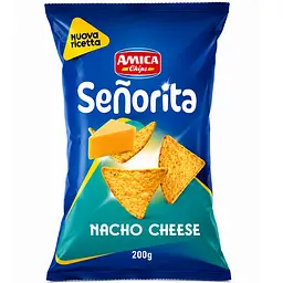 Кукурудзяні чіпси зі смаком сиру Amica Senorita Tortilla Nacho Cheese 185 г