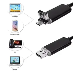 USB ендоскоп для смартфона і ноутбука HD 480P Kerui 555S, 5 метрів, 5.5 мм, м'який кабель (100346) - мініатюра 3