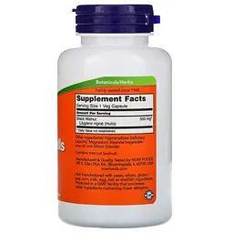 Натуральна добавка NOW Black Walnut Hulls 500 mg, 100 капсул - мініатюра 2