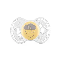 Пустушка Nuvita 7085 Air55 Cool симетрична 6m+ LOVE жовто-сіра NV7085SC - мініатюра 2