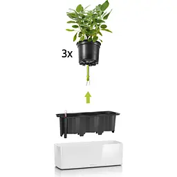 Вазон Lechuza Cube Glossy Triple 40х14х14 см білий (13670) - мініатюра 2