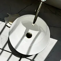 Умивальник Rea Stella brushed gold white накладний REA-U9087, Золотий - мініатюра 4
