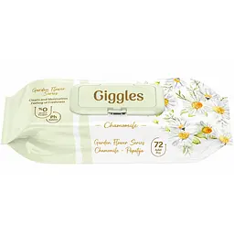 Вологі серветки Giggles Chamomile з клапоном 72 шт.