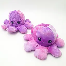 М'яка іграшка Восьминіг перевертень двосторонній веселий сумний Mood Octopus 16 см UKC рожево-фіолетовий