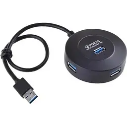 Хаб Usb Maiwo KH304-A, чорний, Usb 3.0 - 4xUsb 3.0, кабель 30 см
