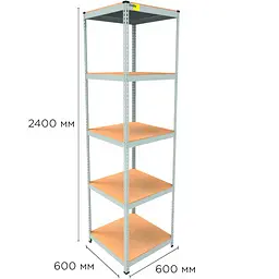 Металевий стелаж Emby Light Series (розмір 2400х600x600мм) 5 полиць ДСП до 100кг Білий - мініатюра 2