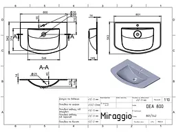 Умивальник Miraggio Dea 800 matt Білий матовий 0002452 - мініатюра 5