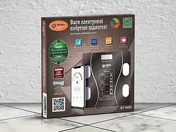 Підлогова електронна вага Bitek BT-1605 з квадратною скляною платформою та LED дисплеєм 180 кг Чорний - мініатюра 3