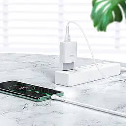 МЗП Hoco C72Q Glorious QC3.0 18W (1USB-A) + кабель USB to Type-C Білий - мініатюра 4