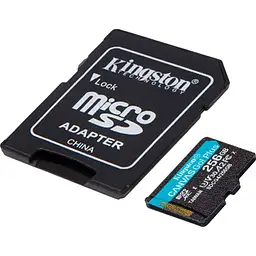 Карта пам'яті Kingston microSD 256GB C10 UHS-I U3 A2 V30 R200/W160MB/s + SD - мініатюра 2