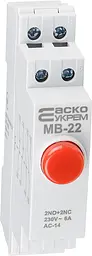 Кнопка модульна без фіксації МВ‑22 АСКО‑УКРЕМ (A0150010111) 2NO+2NC червона - мініатюра 3