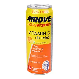 Вітаміни та мінерали 4move Active Vitamin Vitamins C+D+Zink Апельсин 330 мл - мініатюра 6