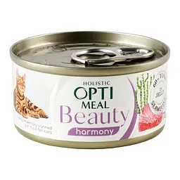 Вологий корм для котів Optimeal Beauty Harmony Смугастий тунець в желе з морськими водоростями 70 г (B2782101) - мініатюра 2