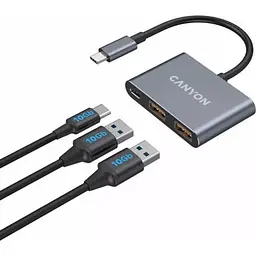 Концентратор Canyon hub DS-3 3in1 USB-C Dark Grey (CNS-TDS3) - мініатюра 4