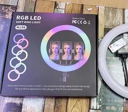 Кольцевая LED лампа для студийного освещения Ring RGB MJ36 36см с пультом - миниатюра 6