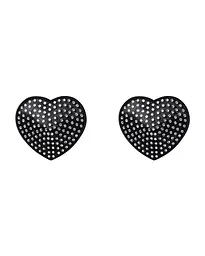 Накладки-серця на соски зі стразами Obsessive A750 nipple covers, чорні, One size - мініатюра 3