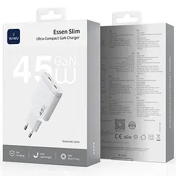 МЗП G034 Essen PD45W GaN (2USB-C) White Wiwu teh0029665 - мініатюра 6