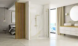 Душові двері Rea Hugo 120 розпашні brushed gold REA-K6610+REA-K8411, прозорий, золотий - мініатюра 3