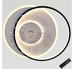 Стельова LED-люстра-вентилятор Artlight WG5088B BK+WH, біла з чорною окантовкою, 51 Вт, від 10-18 м² - мініатюра 4