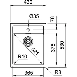 Кухонна мийка Franke Sirius тектонайт, прямокут., без крил, 430х530х200мм, чаша - 1, врізна, бежевий - мініатюра 2