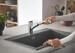 Змішувач для кухні Grohe Eurosmart з висувним виливом Хром 30412 - мініатюра 6