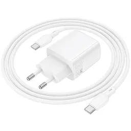 МЗП Borofone BN27 Fuente PD20W+QC3.0 (1USB-A/1C) + кабель Type-C to Type-C White - мініатюра 2