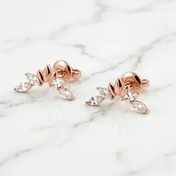 Сережки-гвоздики з червоного золота Crystal Crown (з40067.1) - мініатюра 2