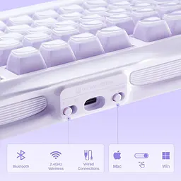 Клавіатура GravaStar Mercury K1 80keys Kailh Cheery Pink EN/UKR BT/WL/USB Lavender Purple (GSK1_PL) - мініатюра 6