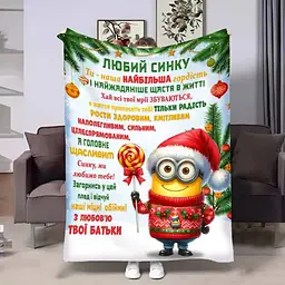 Плед 3D з побажаннями для сина Сину Міньйон 4290_B 17756 135х160 см
