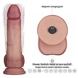 Реалістичний вібратор Vibrating Sliding Skin Pro II тілесний 20см - мініатюра 10