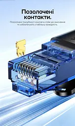Мережевий патч-корд Ethernet Vention 1 м LAN-кабель з двома роз'ємами RJ45 8P8C Cat6A UTP 10 Гбіт/с з гнучкими фіксаторами для зручного підключення й від'єднання з рельєфною ПВХ-оболонкою для кращого зчеплення у чорному виконанні з чорними корпусами роз'ємів і напівпрозорими синіми корпусами штекерів (ISCBF) - мініатюра 7