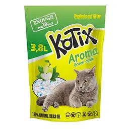 Силікагелевий наповнювач Kotix Green Apple з ароматом зеленого яблука для котячого туалету 3.8 л