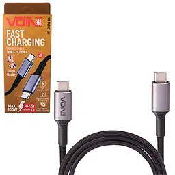 Кабель VOIN Type C - Type C 5А/20V, QC4.0/PD 1m, black (швидка зарядка / передача даних)