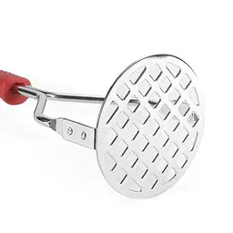 Товкачка картоплем'ялка для картоплі із пластиковою ручкою 22.5 см, Kitchen Master Рожевий 86581 - мініатюра 4