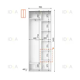 Шафа-купе Idea серія 10 90 x 45 x 240 см Білий Дзеркало - мініатюра 2