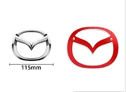 Емблема Mazda 115×93мм Хром пластик (на скотчі та з 2 напрямними) (вир-во Завод) CH - мініатюра 2