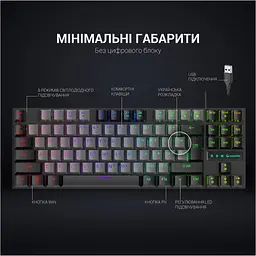 Клавіатура GamePro MK100B Blue Switch LED USB Black [MK100B] [111027] - мініатюра 11