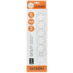 Мережевий фільтр живлення Patron 2 m3*1mm2 (SP-1055U) 5 розеток BLACK (EXT-PN-SP-1055U) - мініатюра 2