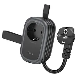 Мережевий зарядний пристрій подовжувач Hoco NS7 2 USB/ Type-C PD 20W 1 розетка 1.1m чорний