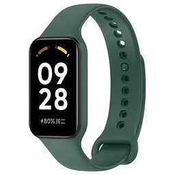 Силіконовий ремінець для фітнес браслетів Xiaomi Redmi Smart Band 2 Mi Band 8 Active, Silicone, dark green, зі зручною застібкою, на фітнес трекер та смарт годинник, ArmorStandart (ARM73996)