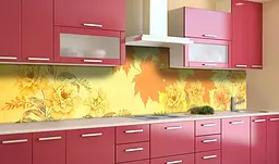 Вініловий кухонний фартух Осінні мотиви наклейка для кухні листя квіти Природа Жовтий Happy Pocket Z181612 - мініатюра 2