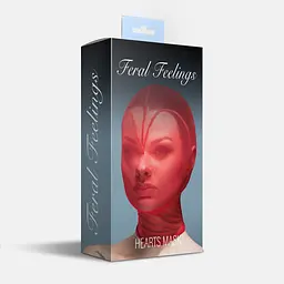 Маска серце сітка із повністю закритим обличчям Feral Feelings - Hearts Mask Red/Red - мініатюра 2