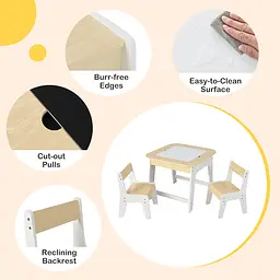 Комплект дитячих меблів Costway Kids Set 2-in-1 Desk стіл та 2 стільці з двосторонньою стільницею-дошкою - мініатюра 11