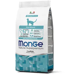 Сухий корм Monge Cat Monoprotein Sterilised для стерилізованих кішок з тріскою 1,5 кг