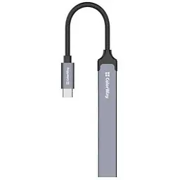 Хаб Usb ColorWay 4-in-1, Grey, Type-C 3.0 - 1xUsb 3.0 / 3xUsb 2.0, кабель 12 см, алюмінієвий корпус (CW-Hub04)