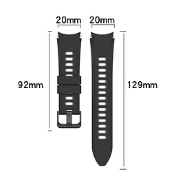 Ремінець для Samsung Galaxy Watch 6 - чорно-сірий ширина кріплення 20мм силікон Watchbands Ricco (W19-5WB695511196) - мініатюра 5