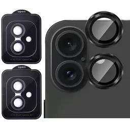 Захисне скло DK для Apple iPhone 16 на камеру Lens Metal Ring Eagle Eye 018465 black 2 шт.